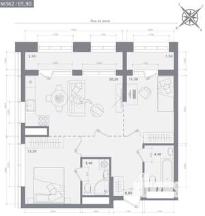 2-к квартира, строящийся дом, 66м2, 2/23 этаж