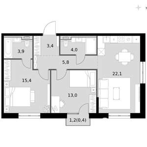 3-к квартира, вторичка, 68м2, 3/14 этаж