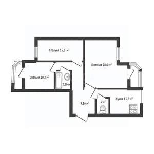 3-к квартира, вторичка, 55м2, 10/15 этаж