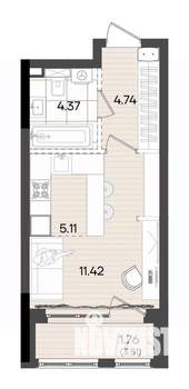 Студия квартира, вторичка, 27м2, 22/23 этаж