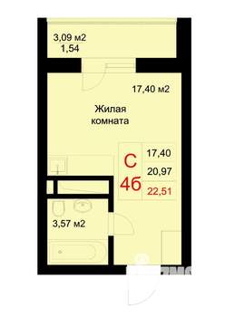 Студия квартира, строящийся дом, 23м2, 7/10 этаж