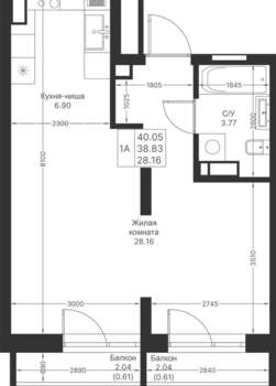 1-к квартира, вторичка, 40м2, 7/24 этаж