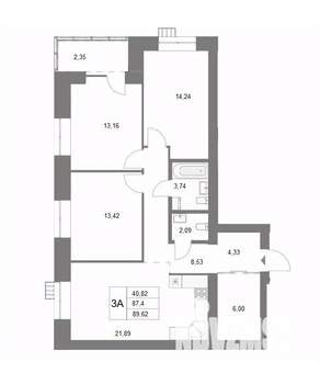 3-к квартира, вторичка, 90м2, 4/9 этаж