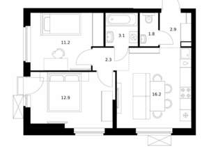 2-к квартира, вторичка, 50м2, 12/17 этаж