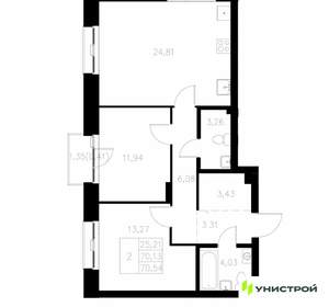 2-к квартира, вторичка, 71м2, 5/7 этаж