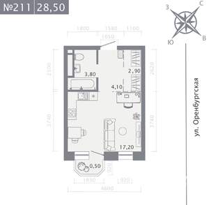 Студия квартира, строящийся дом, 29м2, 4/25 этаж