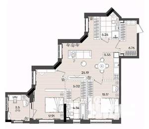 2-к квартира, вторичка, 88м2, 21/23 этаж