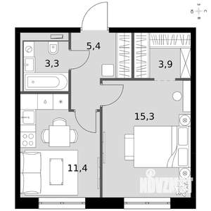 1-к квартира, вторичка, 39м2, 11/19 этаж
