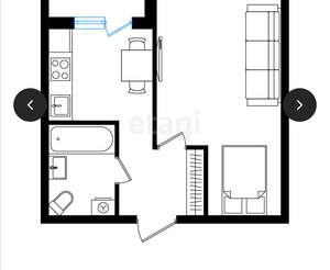 1-к квартира, вторичка, 34м2, 1/5 этаж