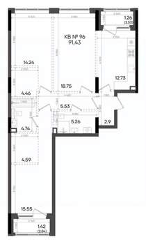 3-к квартира, вторичка, 91м2, 9/9 этаж