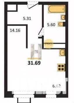 Студия квартира, вторичка, 32м2, 11/19 этаж