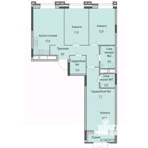 3-к квартира, строящийся дом, 84м2, 7/14 этаж