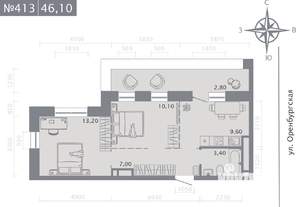 2-к квартира, вторичка, 46м2, 8/25 этаж