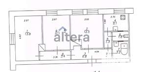 3-к квартира, вторичка, 59м2, 2/2 этаж