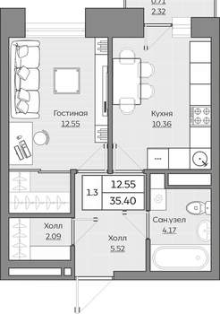 1-к квартира, вторичка, 35м2, 10/24 этаж