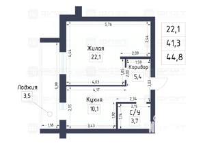1-к квартира, вторичка, 45м2, 3/10 этаж