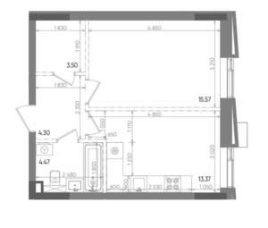1-к квартира, вторичка, 41м2, 12/14 этаж