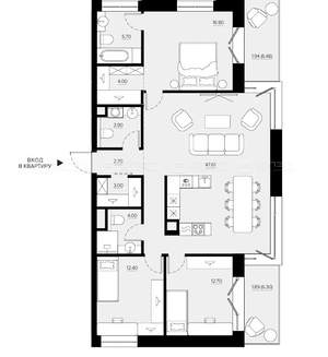 3-к квартира, вторичка, 116м2, 4/5 этаж