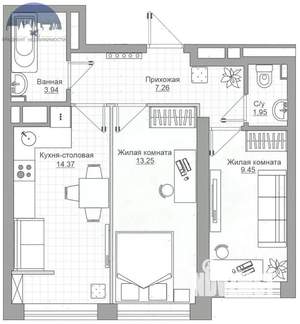 2-к квартира, вторичка, 51м2, 13/25 этаж
