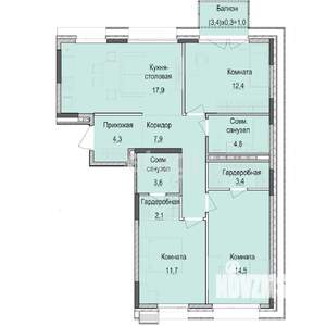 3-к квартира, вторичка, 83м2, 6/18 этаж
