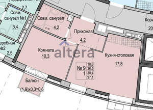 1-к квартира, строящийся дом, 37м2, 3/14 этаж