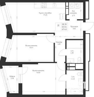2-к квартира, вторичка, 67м2, 5/23 этаж