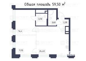 2-к квартира, строящийся дом, 60м2, 7/25 этаж
