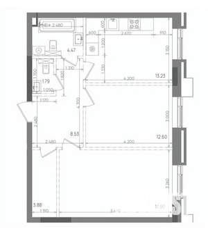 2-к квартира, вторичка, 62м2, 12/14 этаж