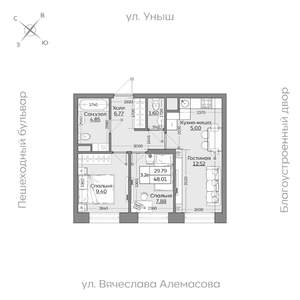 3-к квартира, вторичка, 48м2, 11/19 этаж