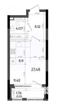 Студия квартира, вторичка, 27м2, 14/25 этаж