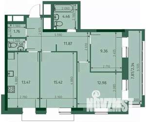3-к квартира, вторичка, 73м2, 25/25 этаж