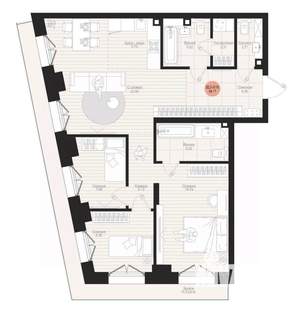 3-к квартира, вторичка, 94м2, 4/19 этаж