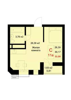 Студия квартира, строящийся дом, 31м2, 9/10 этаж