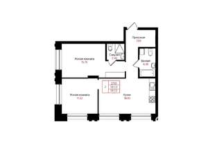 2-к квартира, вторичка, 60м2, 3/25 этаж
