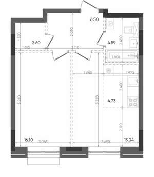 2-к квартира, строящийся дом, 48м2, 3/14 этаж