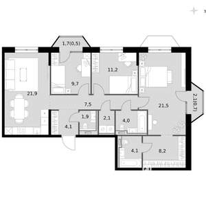 4-к квартира, вторичка, 97м2, 10/14 этаж