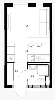 Студия квартира, вторичка, 21м2, 6/12 этаж