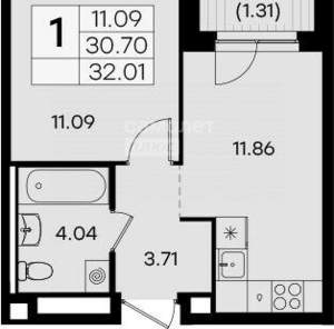1-к квартира, вторичка, 32м2, 5/8 этаж