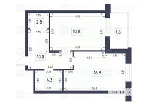 2-к квартира, вторичка, 52м2, 3/17 этаж