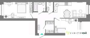 2-к квартира, вторичка, 62м2, 1/10 этаж