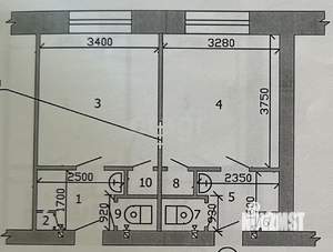 2-к квартира, вторичка, 36м2, 3/5 этаж