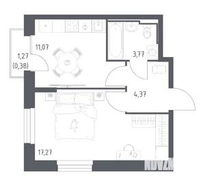 1-к квартира, вторичка, 37м2, 14/17 этаж