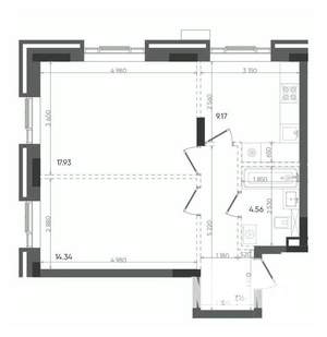 2-к квартира, вторичка, 53м2, 16/22 этаж