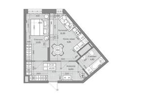 2-к квартира, строящийся дом, 47м2, 13/25 этаж