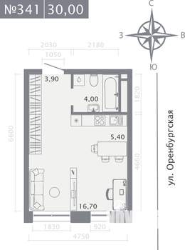 Студия квартира, строящийся дом, 30м2, 2/25 этаж