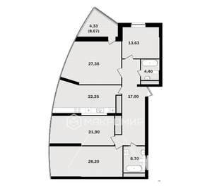 4-к квартира, вторичка, 143м2, 22/23 этаж