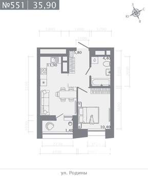 1-к квартира, строящийся дом, 36м2, 16/23 этаж