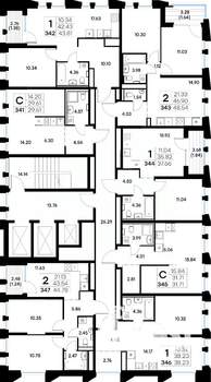 2-к квартира, строящийся дом, 45м2, 14/20 этаж