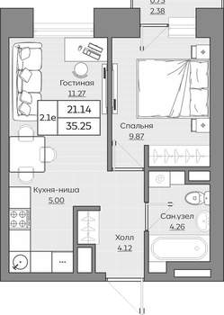 2-к квартира, вторичка, 35м2, 9/24 этаж