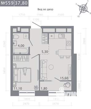 1-к квартира, строящийся дом, 38м2, 9/23 этаж